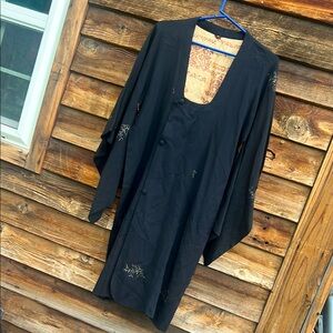 Black Kimono with Embroidered Details vintage